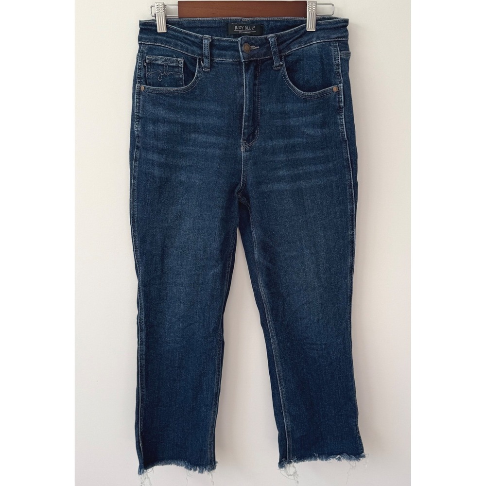 Judy Blue Women's Betsy Hi-Rise Cropped Straight Fit w/ Side‎ Slit Jeans Sz 7/28 - Picture 3 of 10